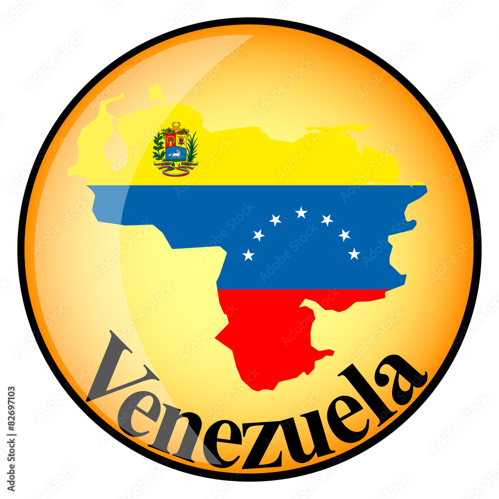 Obraz premium orange button with the image maps of Venezuela