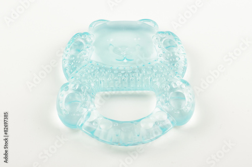 Bear shape silicone teether for babies isolated on white