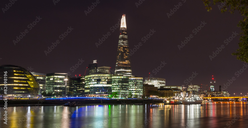 London Cityscape and Shard at night