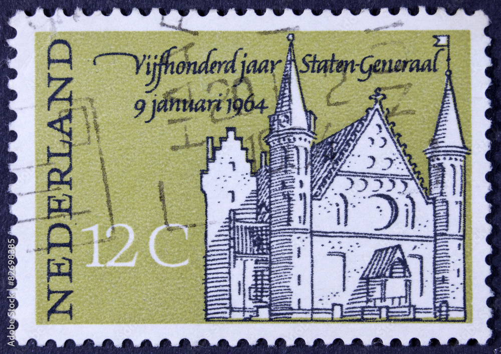 Vintage dutch postage stamp - isolated on Black
