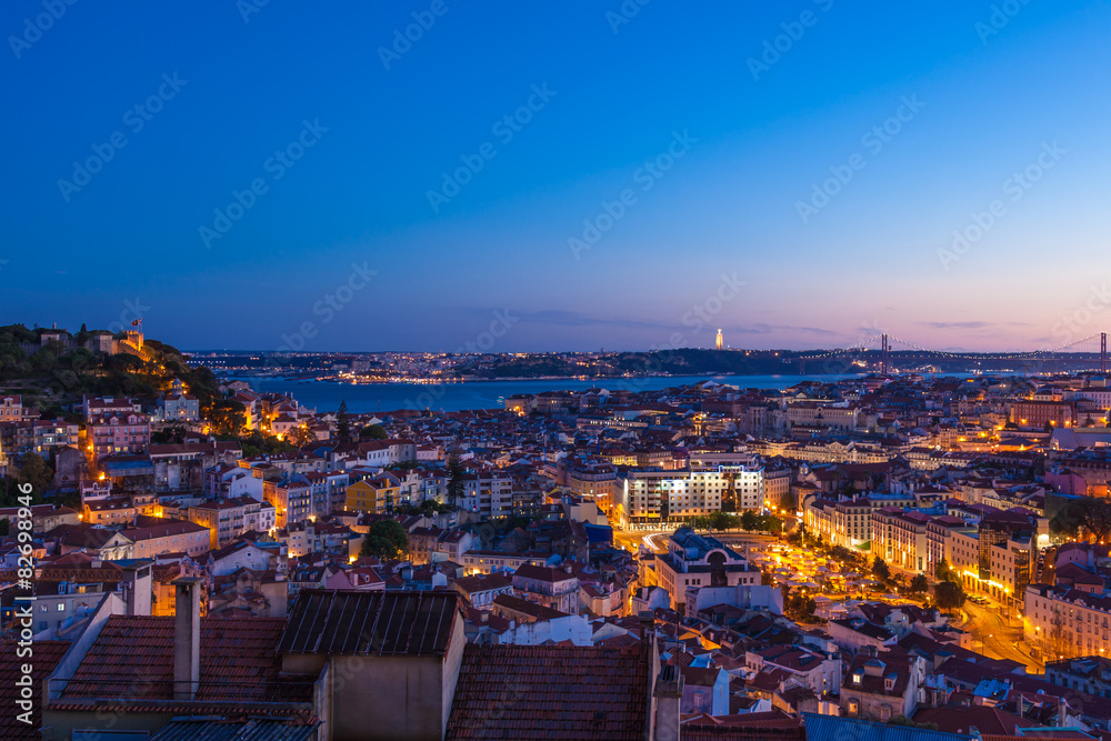 Aerial view of Lisbon rooftop from Senhora do Monte viewpoint (M