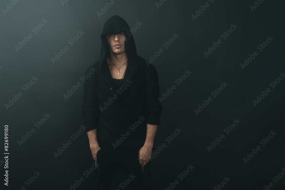 stylish man in black hoodie stylish man in black hoodie
