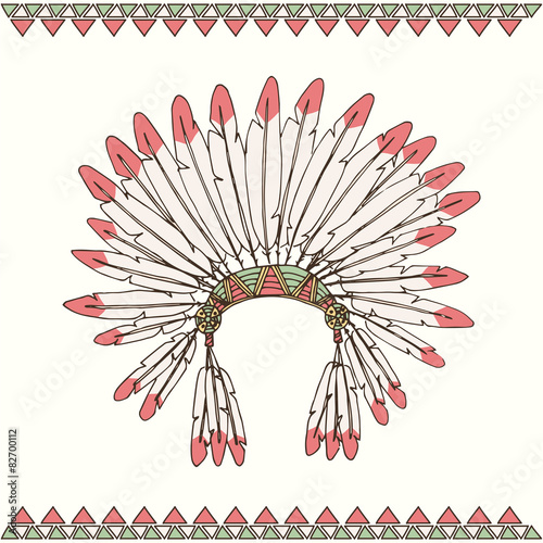 Hand drawn native american indian chief headdress