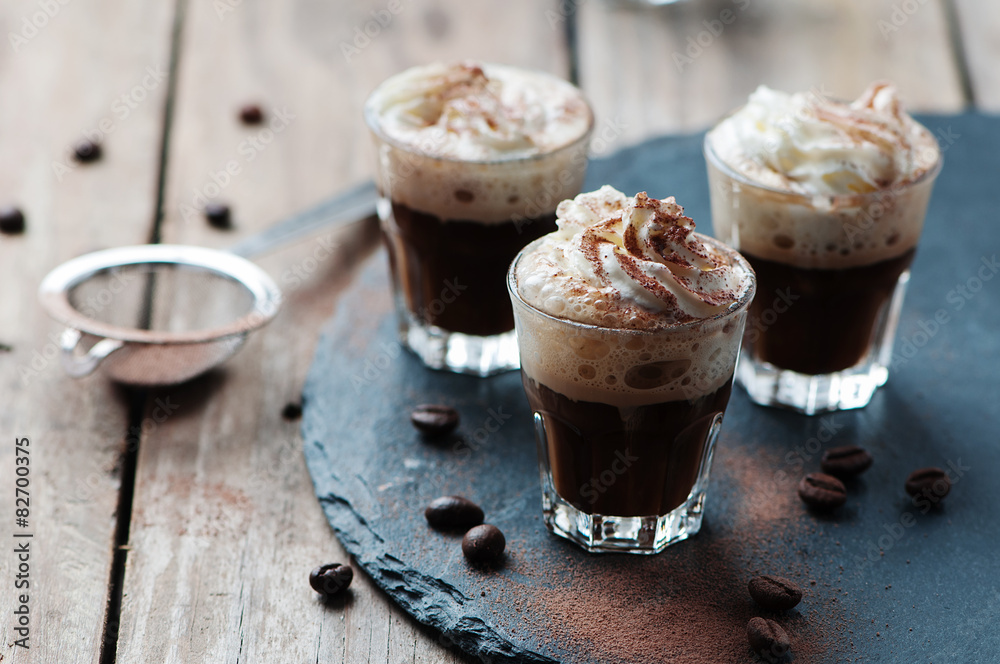 Delicious coffee with crean and cocoa Delicious coffee with crean and cocoa
