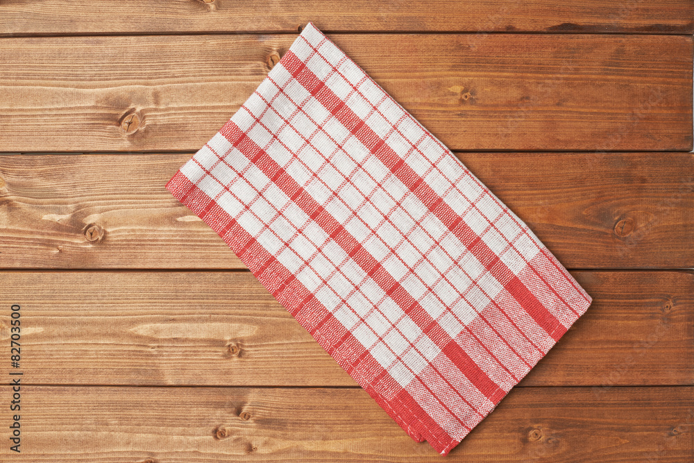 Tablecloth or towel over the wooden table Tablecloth or towel over the wooden table