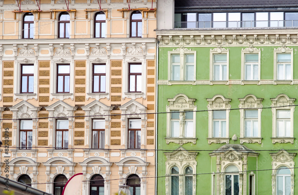 facade of old residential building in vienna, austria
