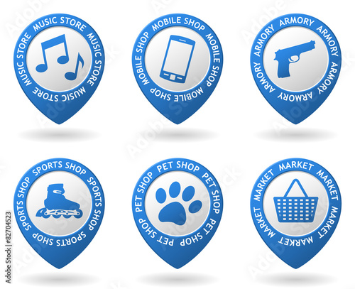 vector blue map pointers