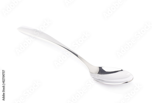 Stainless steel dessert spoon isolated
