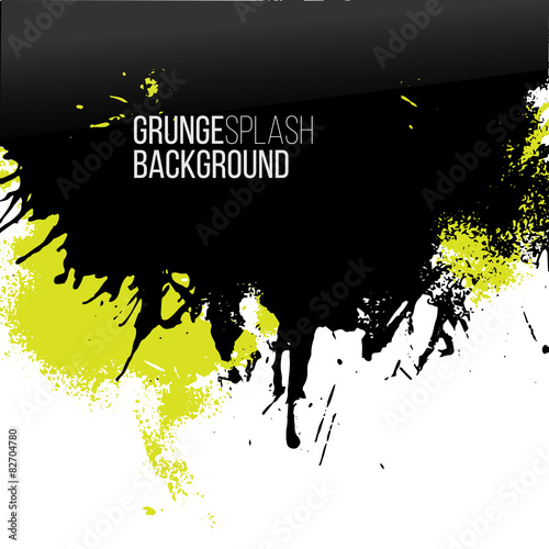 Vector green and black paint decorative splash border