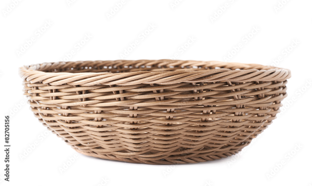 Empty fruit wicker basket bowl isolated Empty fruit wicker basket bowl isolated