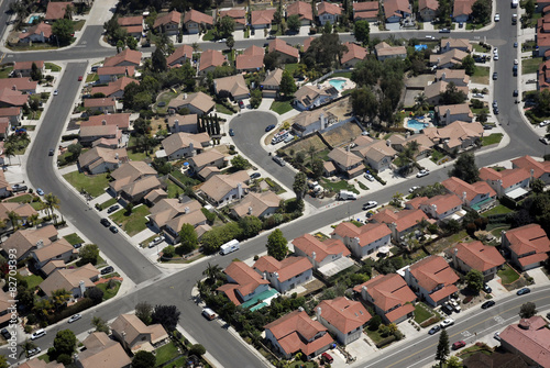 Aerial view of homes in San Diego, California photo