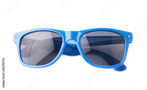 Dark plastic sunglasses isolated