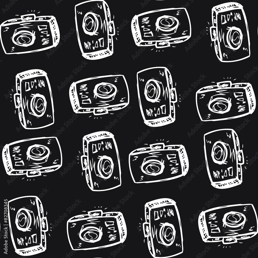 Photo cameras, hand drawing Seamless pattern Photo cameras, hand drawing Seamless pattern
