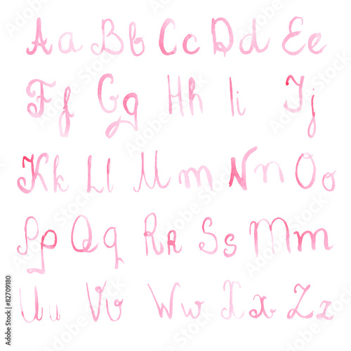 Obraz na płótnie watercolor handwritten alphabet, vector illustration w salonie