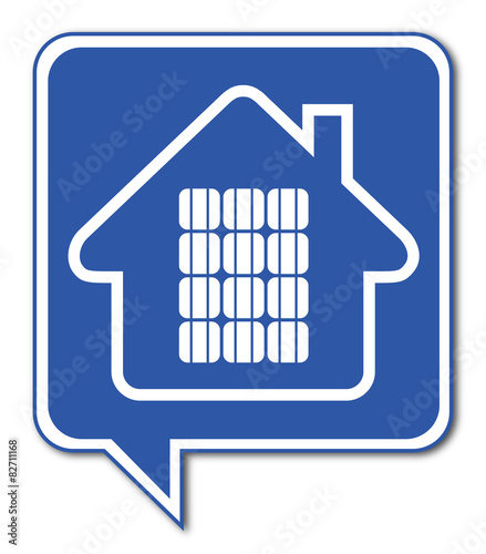 Logo maison et panneaux solaires.