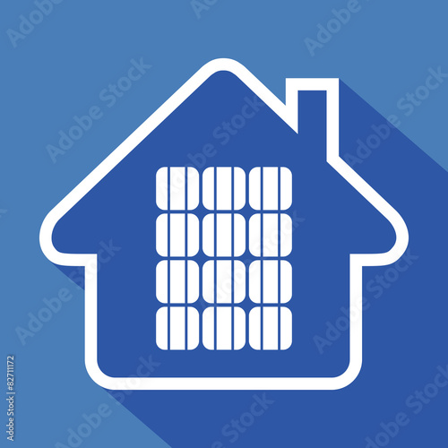 Logo maison et panneaux solaires.