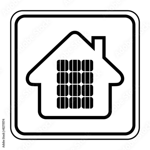 Logo maison et panneaux solaires.