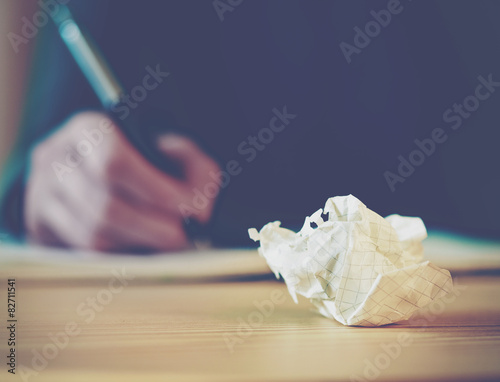Paper ball during writing photo