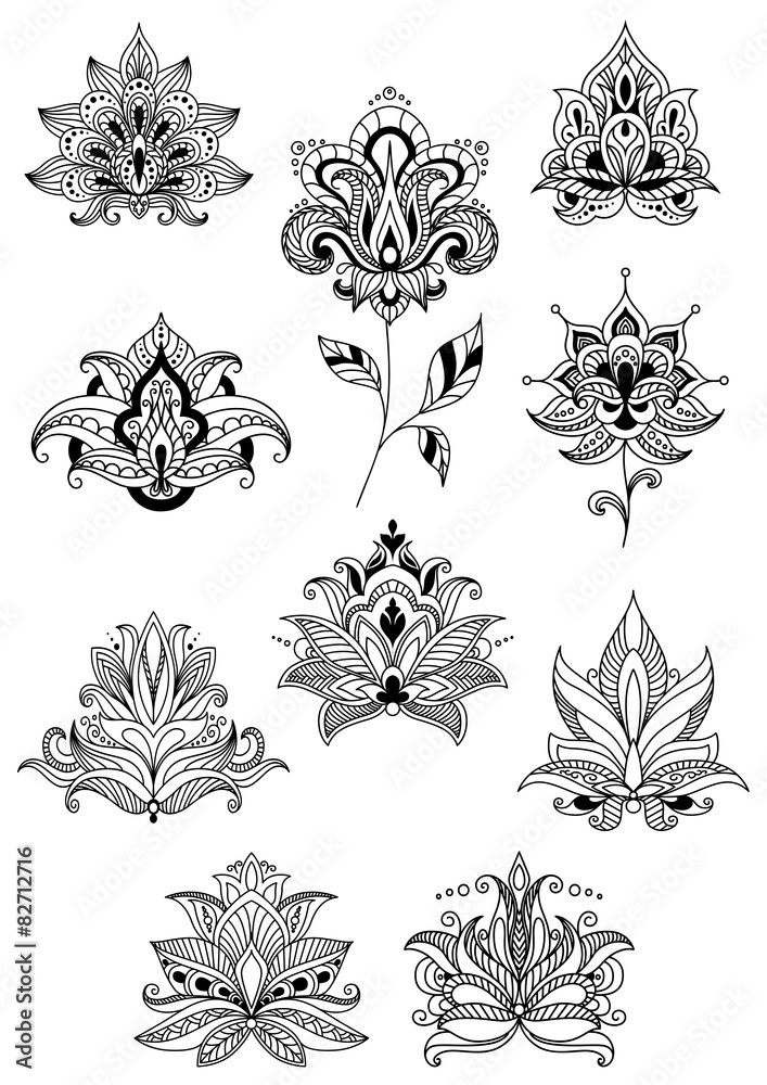 Indian, persian and turkish paisley flowers Indian, persian and turkish paisley flowers