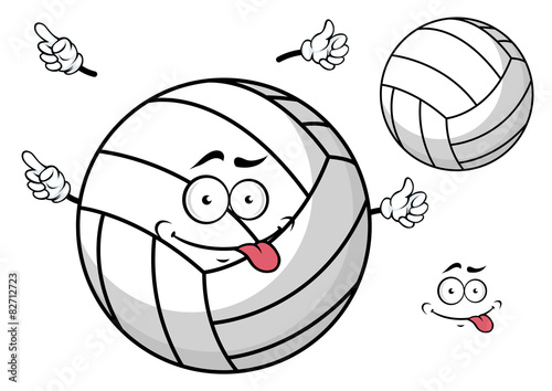 Cartooned volleyball ball with cute face and hands