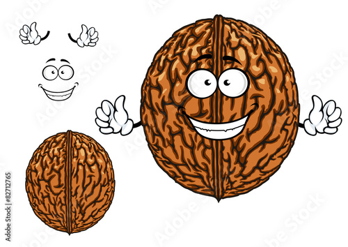 Smiling happy whole walnut character