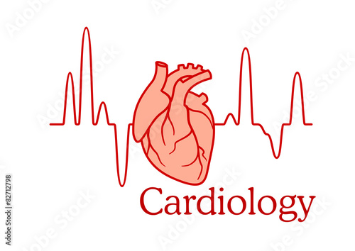 Cardiology concept with an ECG and heart