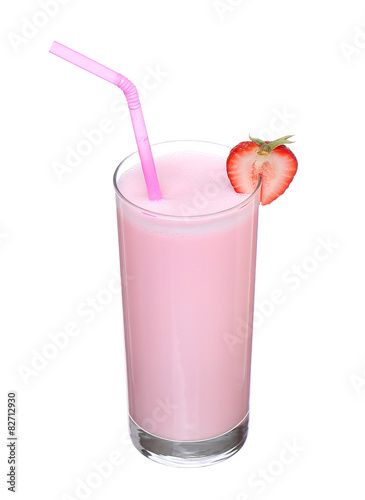 milkshakes strawberry flavor ice cream isolated on white backgro