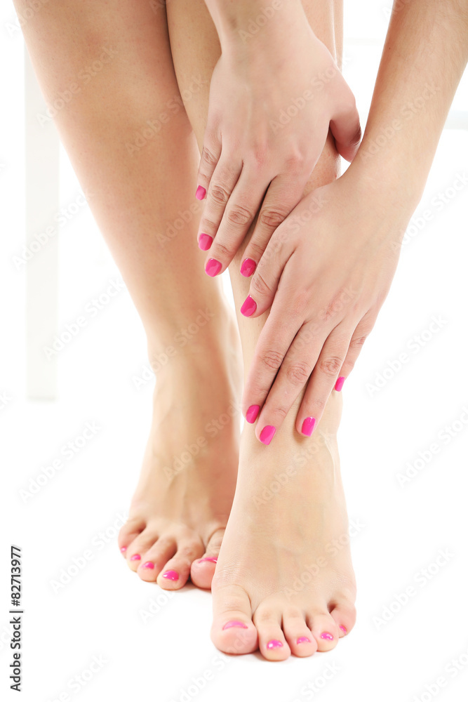 Beautiful female legs, isolated on white background Beautiful female legs, isolated on white background