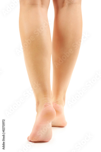 Beautiful female legs, isolated on white background