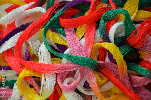 Colorful strands of yarn for knitting
