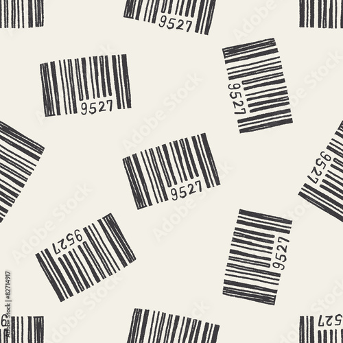 doodle barcode seamless pattern background