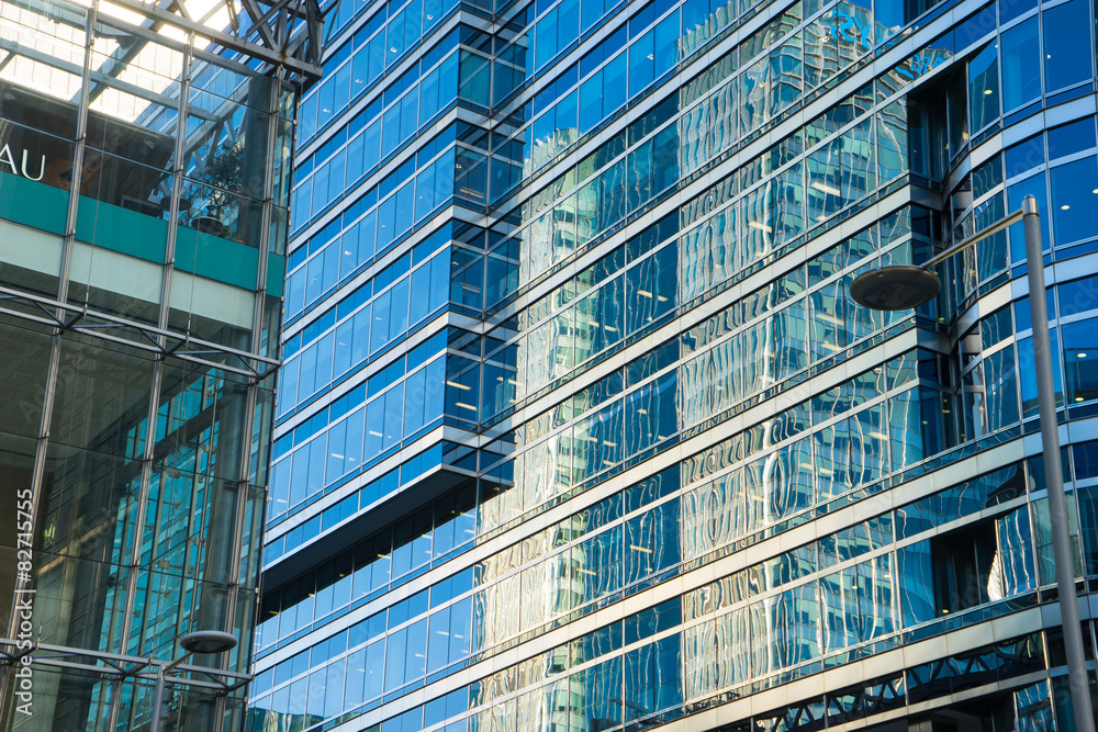 Office building and reflection in London, England, background