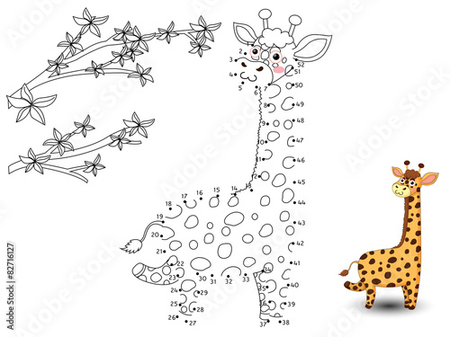 Giraffe Connect the dots and color