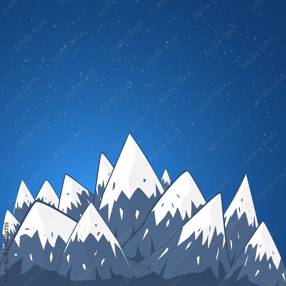 Obraz premium Mountain Landscape with Snow Top and Stars at the background Fla