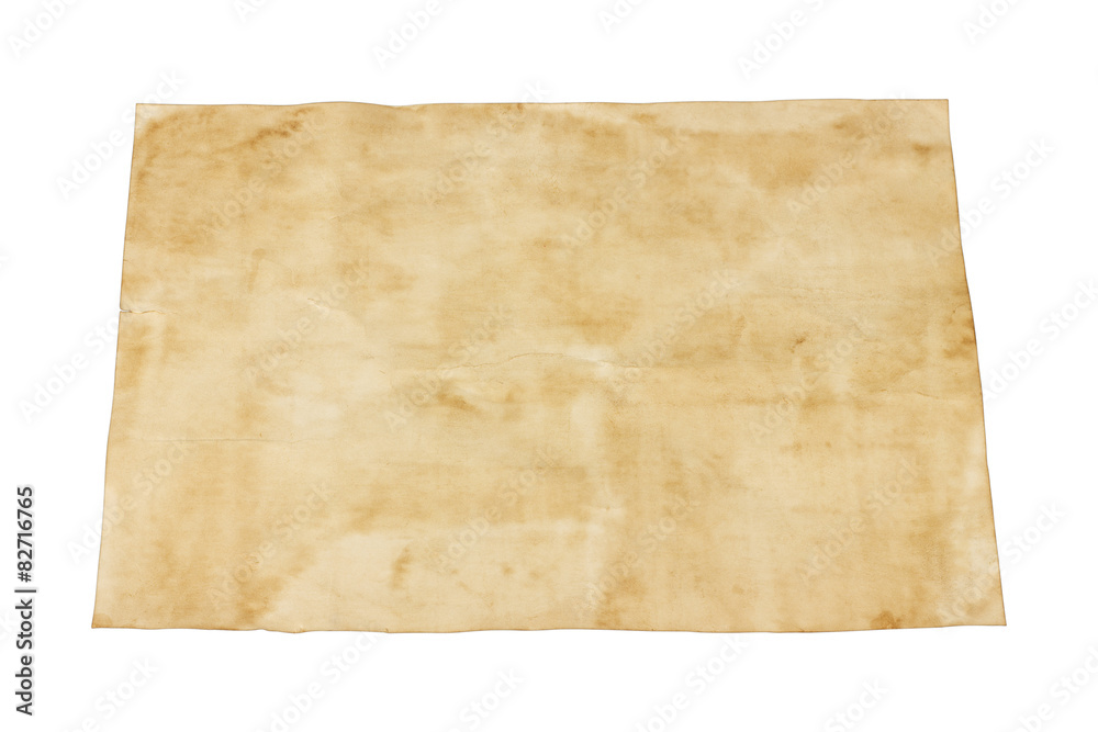 Old brown paper isolated on white background