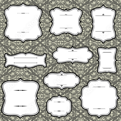 Vintage Frames on Damask Background