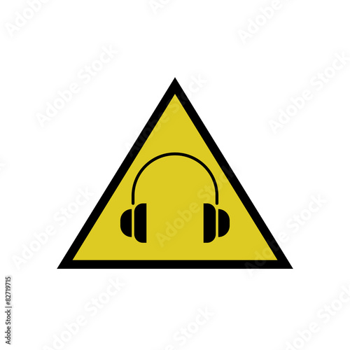 High noise levels warning sign, headphones icon