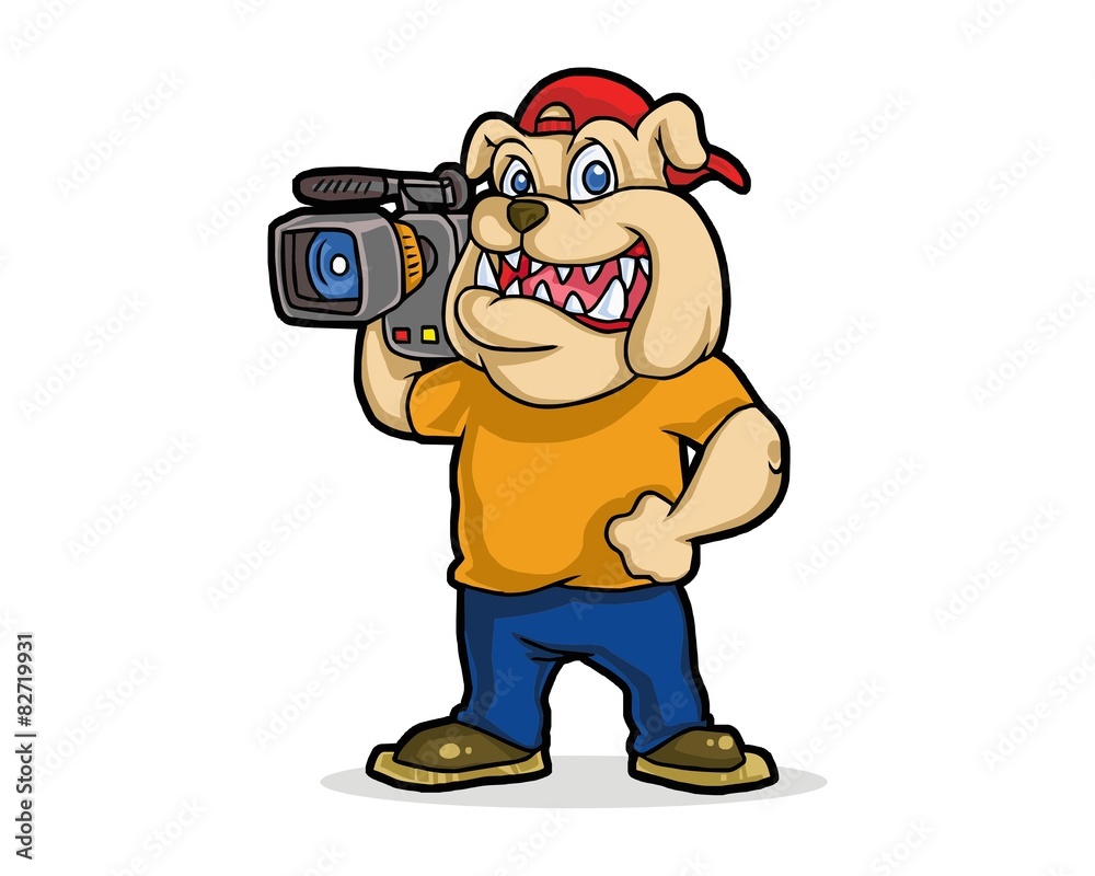 cameraman bulldog character image vector