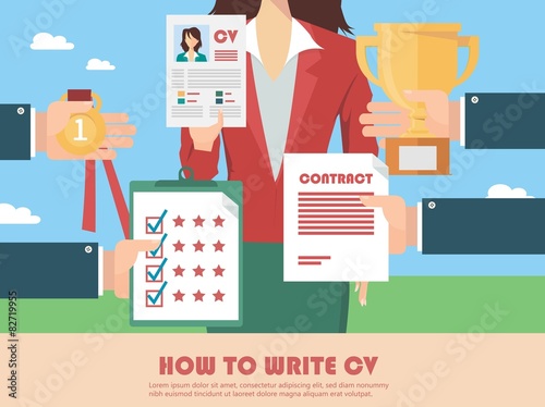 Job interview concept with business cv resume
