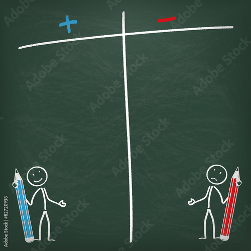 Kreidetafel Strichmännchen Pro Contra