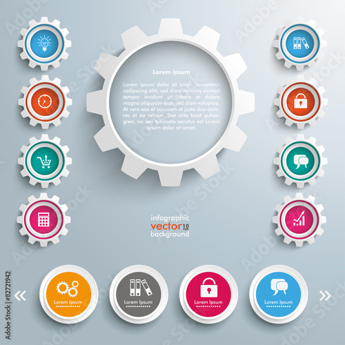 Zahnräder 4 Kreise Widget Template Design