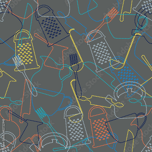 Seamless colorful background made of different kind of dishes