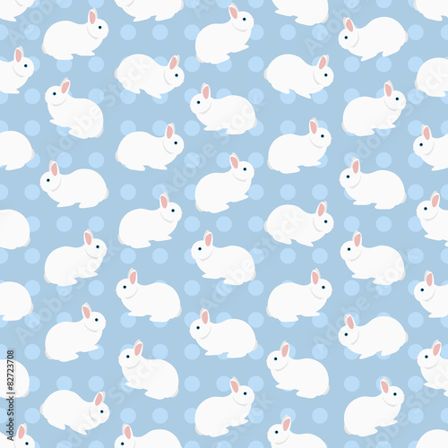 Seamless colorful background made of white cute rabbits 