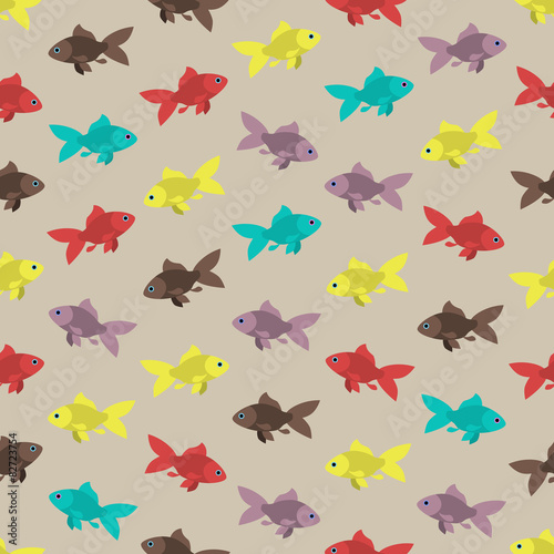 Seamless colorful background made of different goldfish   © awatch