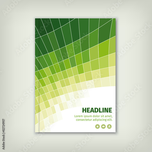 Green business cover brochure design with lines.