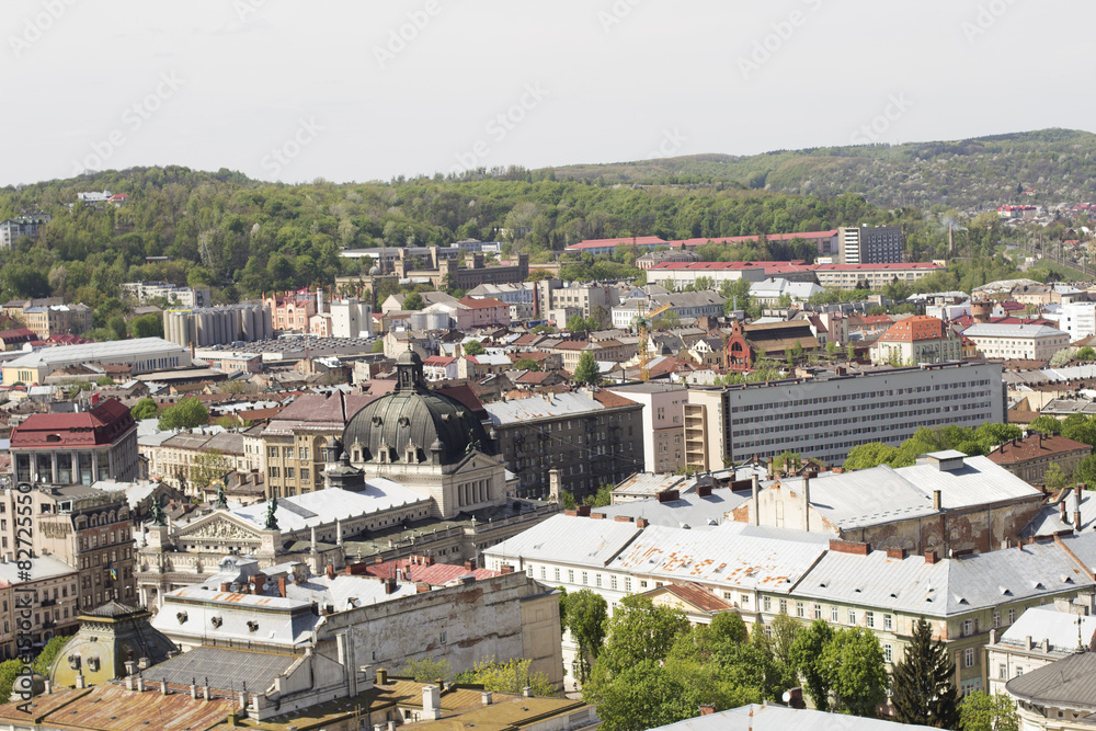 LVOV, UKRAINE - MAY 3, 2015: View of the city in sunny day