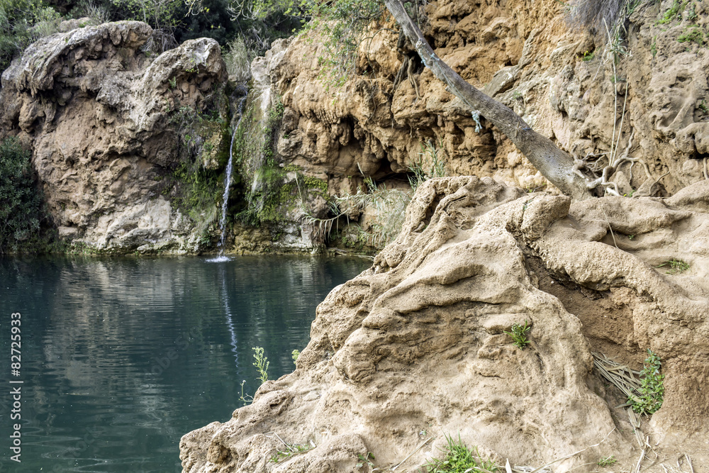 Fototapeta premium Pegos do inferno, a waterfall in hidenn natural area, Algarve.