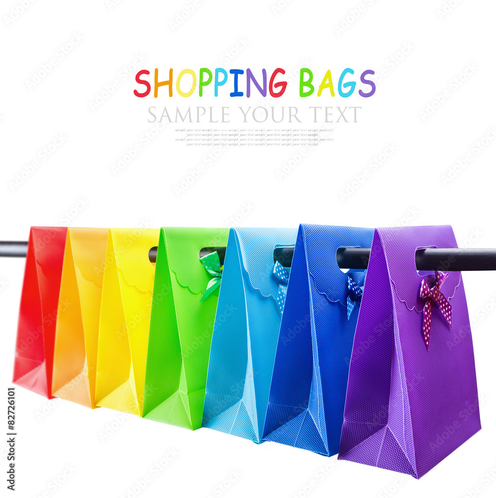 Colorful Shopping Bags on on white