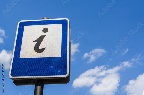 Information sign on blue sky