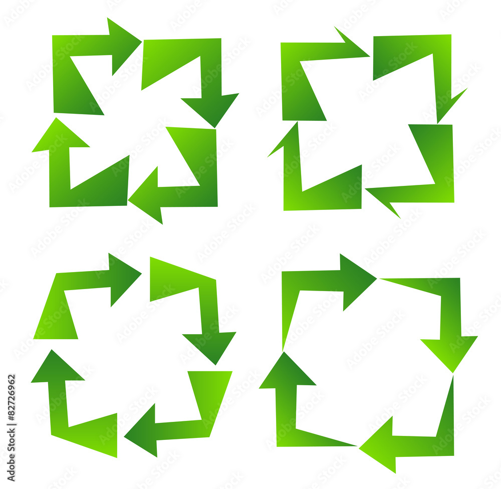 Set of green recycle sign Set of green recycle sign